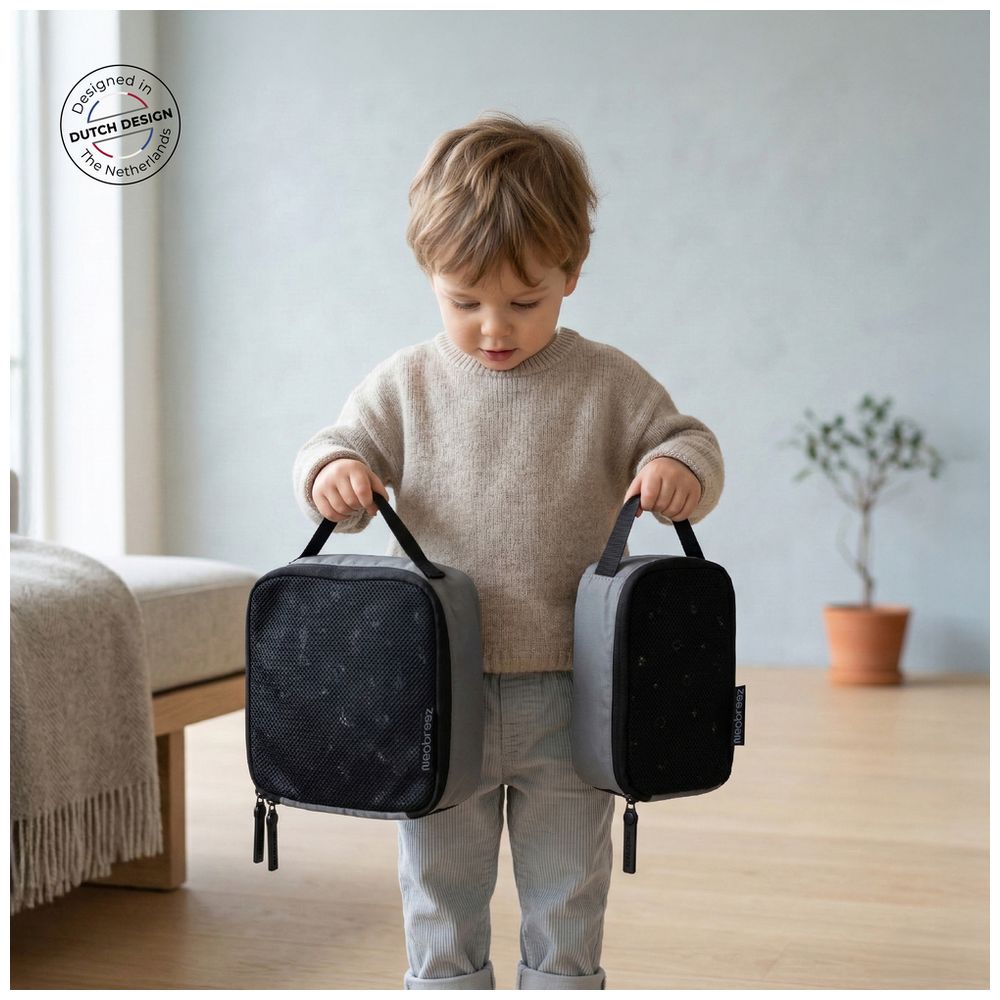 Neobreez Diaper Bag Pouch For Baby Stuff & Cosmetics - Grey - Pack of 2