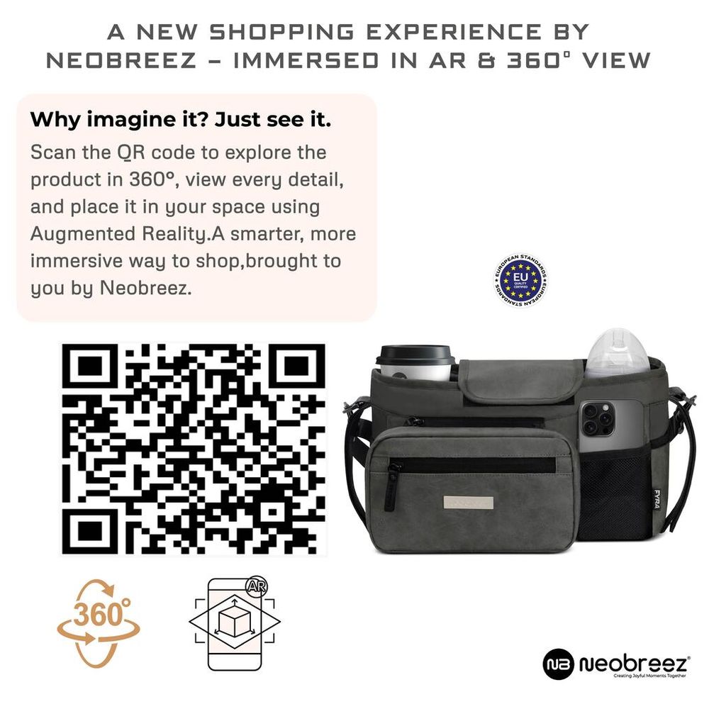 Neobreez Fyra Stroller Organizer Caddy with Insulated Cup Holder - Dark Grey
