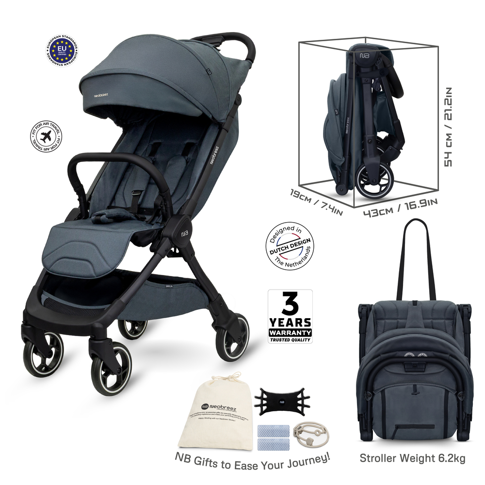 Neobreez - Deca Compact Cabin Stroller Travel Stroller - Grey