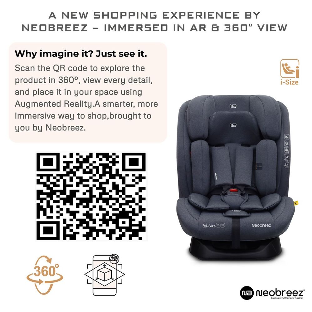 Neobreez - i-Hepta i-Size All-In-1 Convertible Car Seat 0-12Yrs - Grey