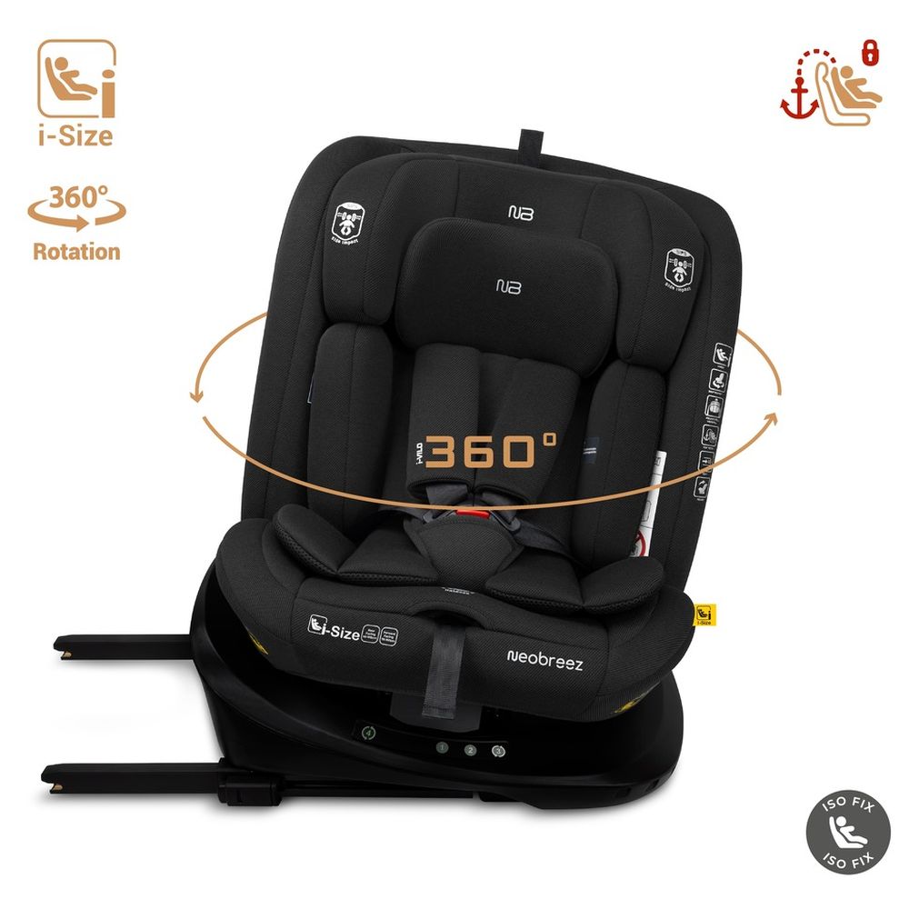 Neobreez - i-Vilo 360-Degree Isofix i-Size Car Seat, All-In-1, 0-12Yrs - Black