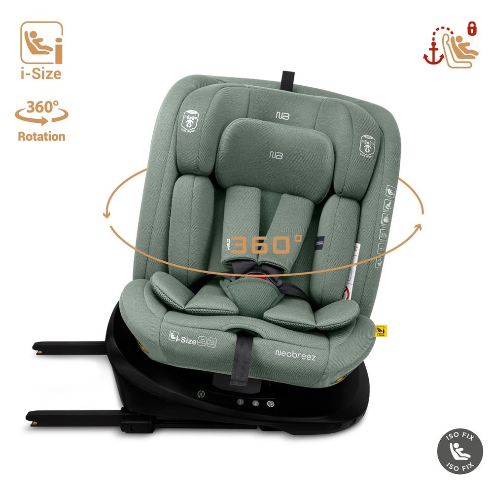 Neobreez - Vilo 360-Degree Isofix i-Size Car Seat - All-In-1 - 0-12Yrs - Green