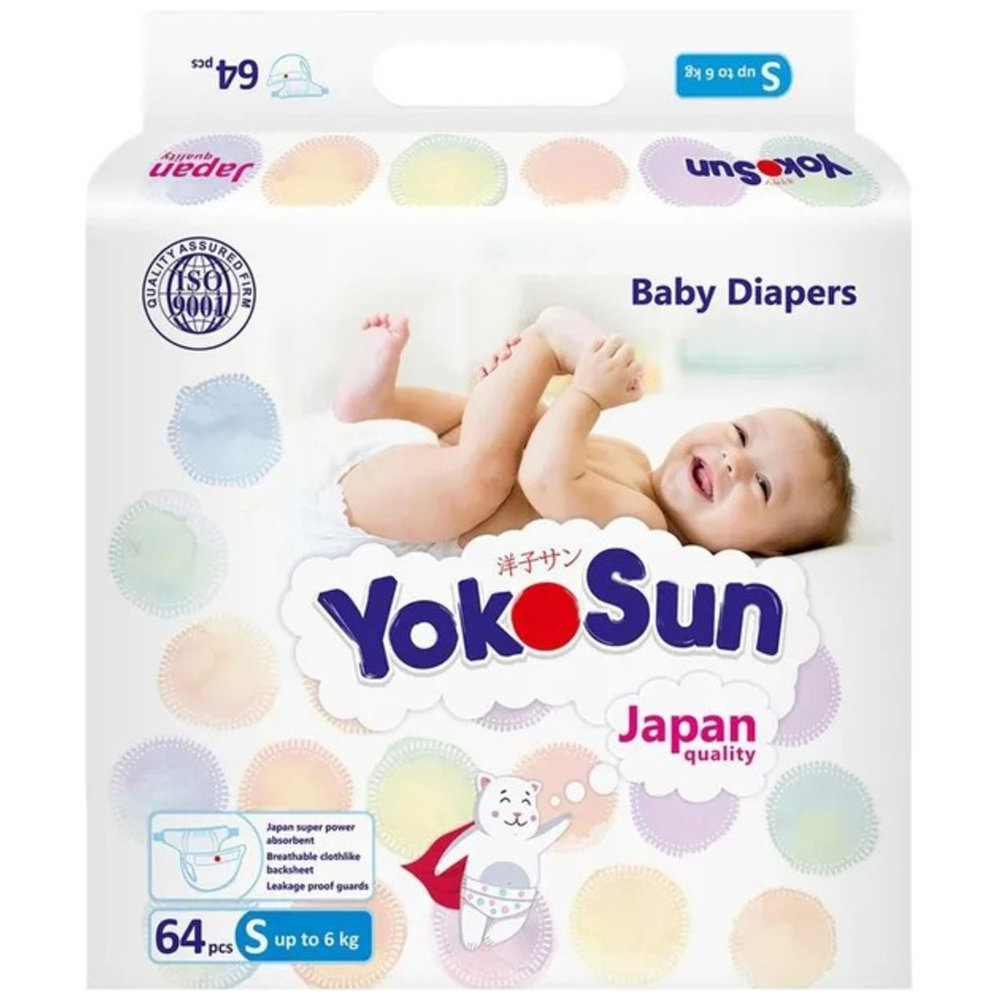 Yokosun - Baby Diapers - Size 2 Small - Up To 6 kg - 64 Pcs
