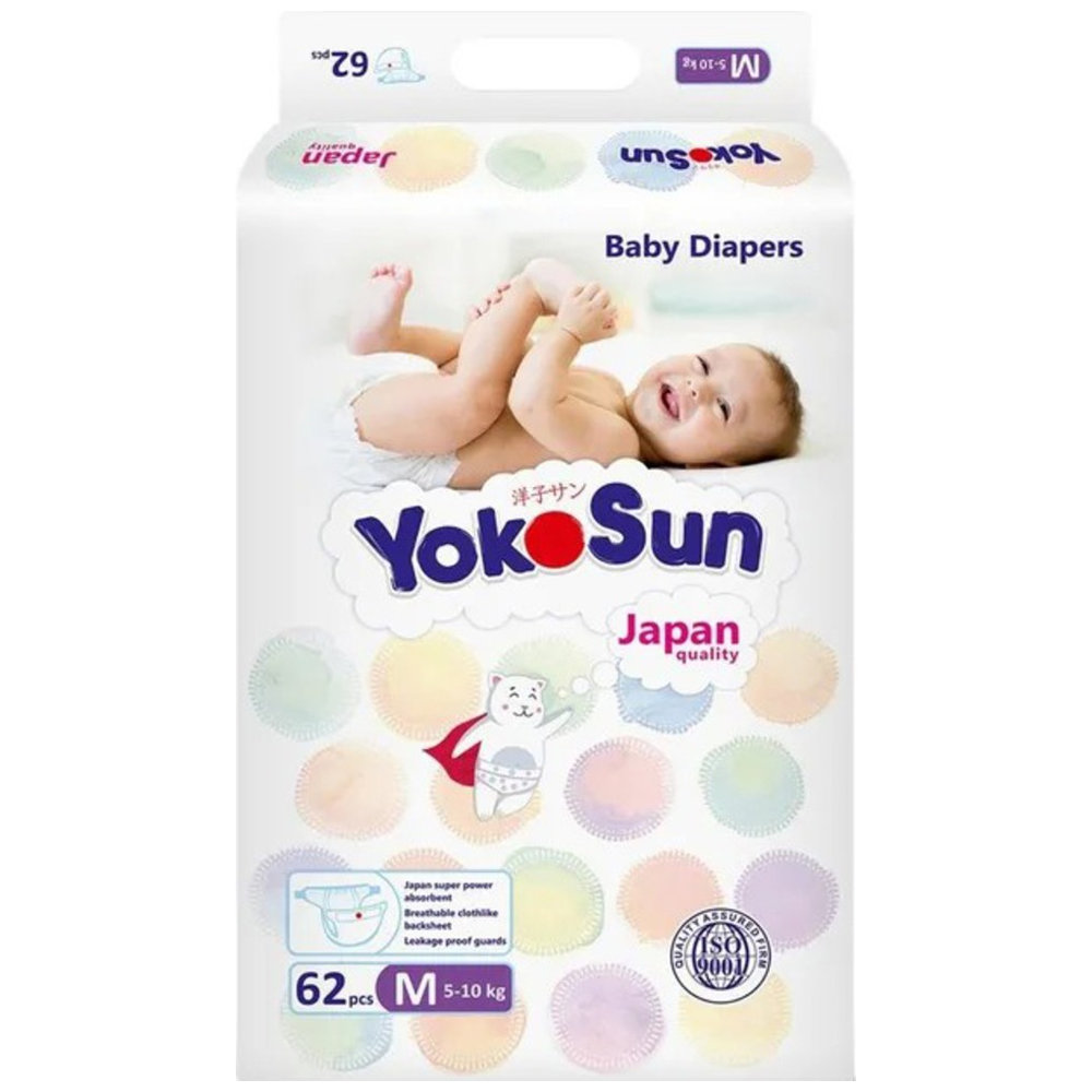 Yokosun - Baby Diapers - Size 3 Medium - 5-10 kg - 62 Pcs