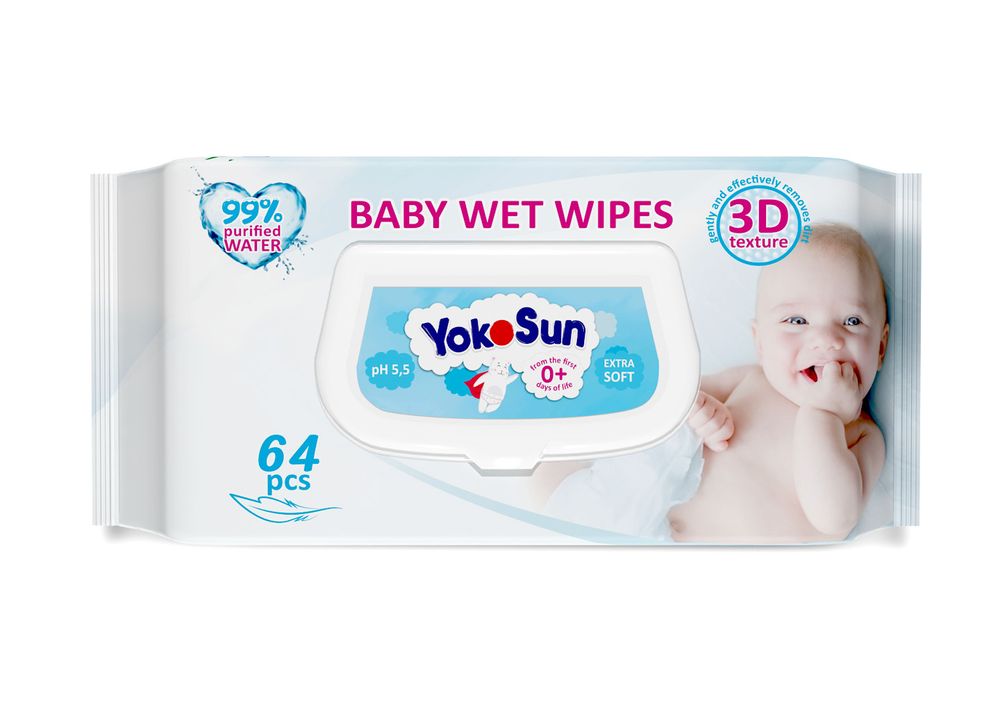 YokoSun - Extra Soft Baby Wet Wipes - 64 Pcs