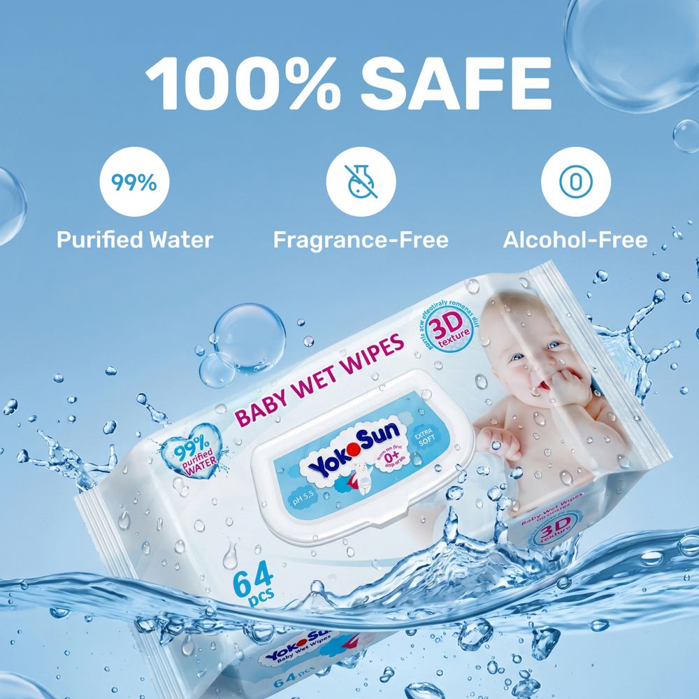YokoSun - Extra Soft Baby Wet Wipes - 64 Pcs