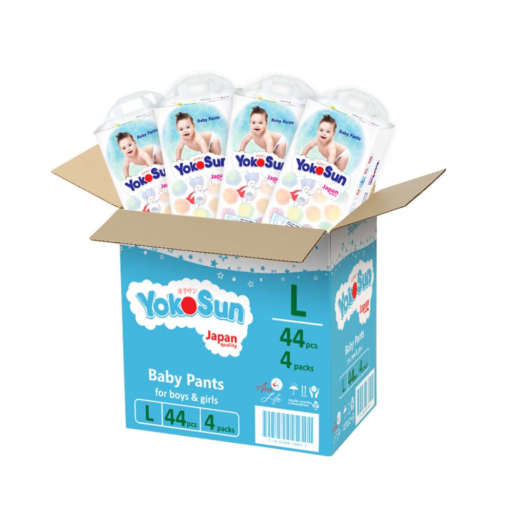 YokoSun - Baby Diaper Pants - Size 4 Large - 9-14 Kg - Pack Of 4 - 44 Pcs