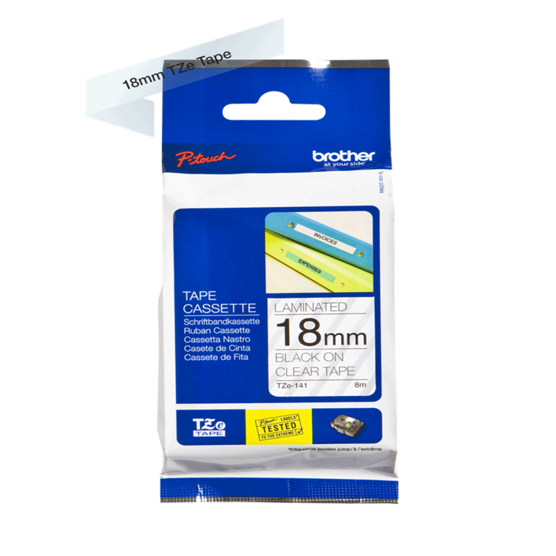 Brother TZE-141 Black On Clear Label Tape - 18 mm