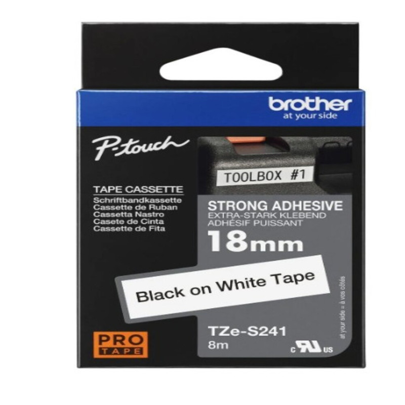 Brother - TZe-S241 Labeling Tape 18mm - Black on White