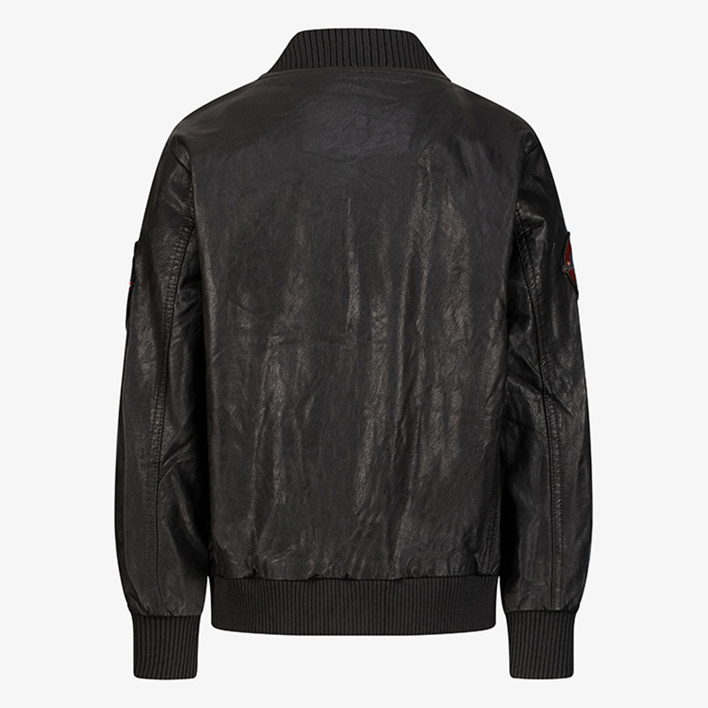 Top Gun Kids Vegan Leather Bomber Jacket - Brown