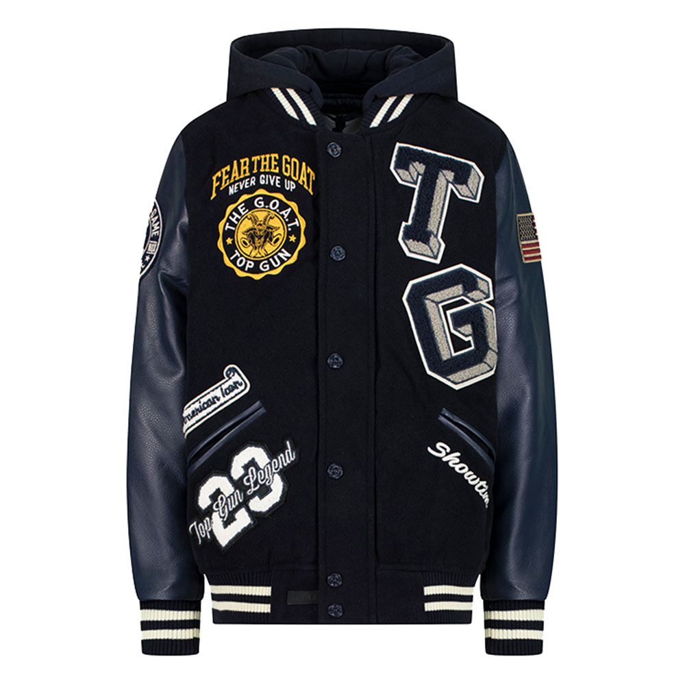 Top Gun Kids Bear Goat Varsity Jacket - Navy