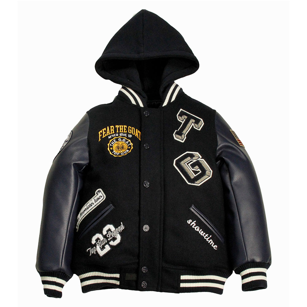 Top Gun Kids Bear Goat Varsity Jacket - Navy