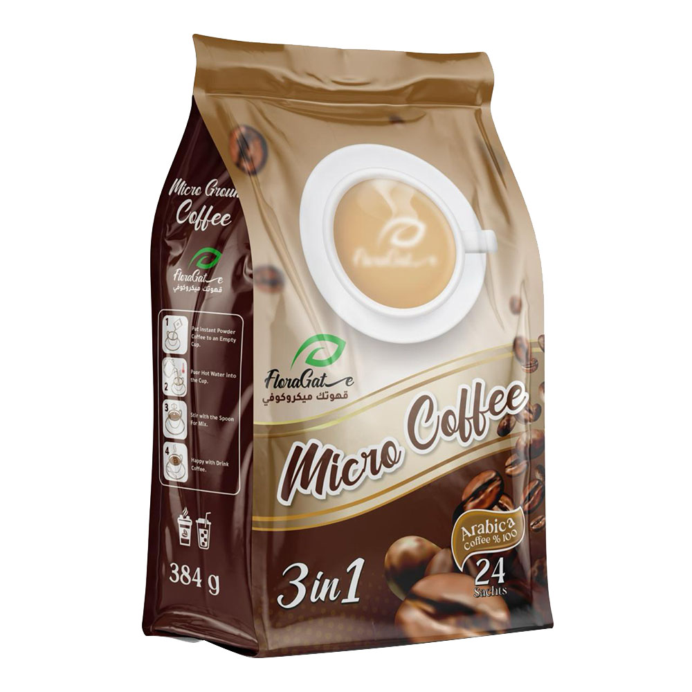 Flora Gate - 3-in-1 MicroCoffee Stick Packs With Diet Sweetener - 24 Pcs
