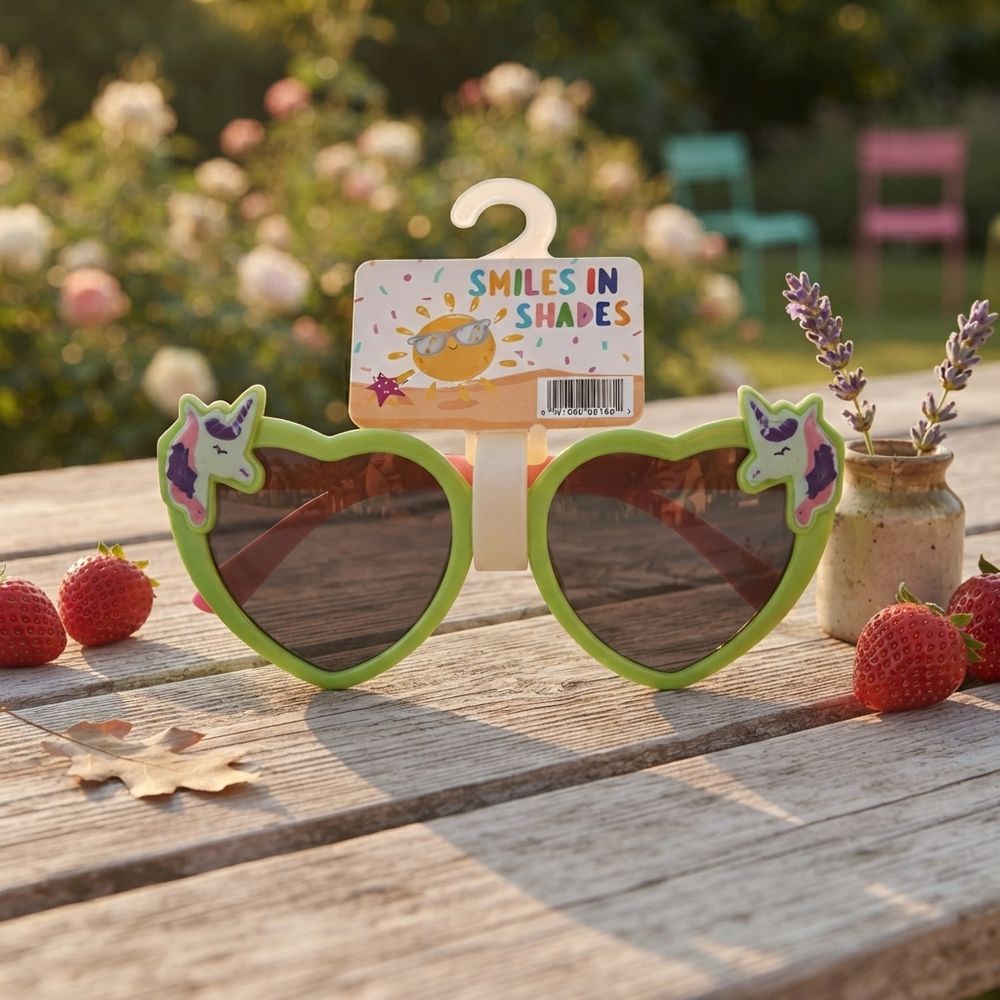 Smiles In Shades - Girl's Heart-Shaped Sunglasses - Green