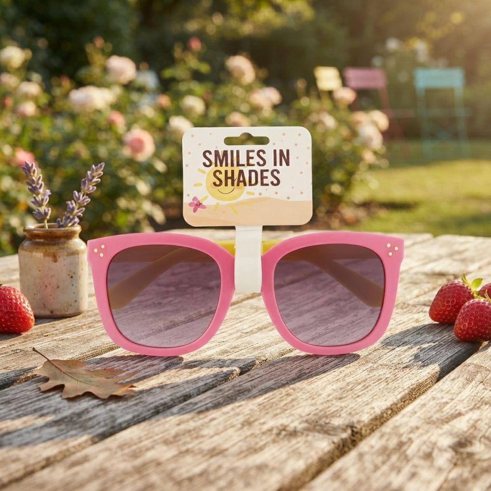 Smiles In Shades - Girl's Square Sunglasses - Pink