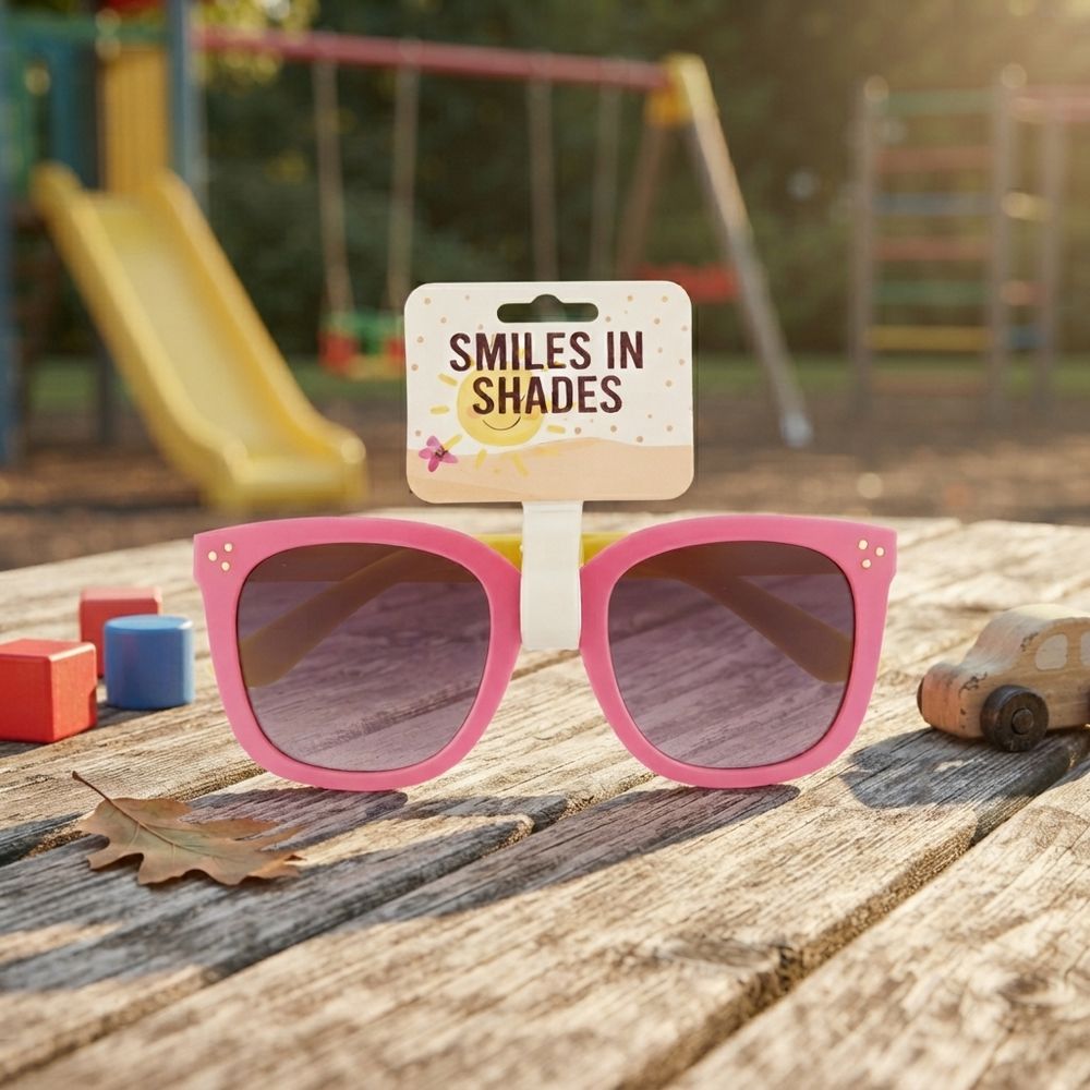 Smiles In Shades - Girl's Square Sunglasses - Pink