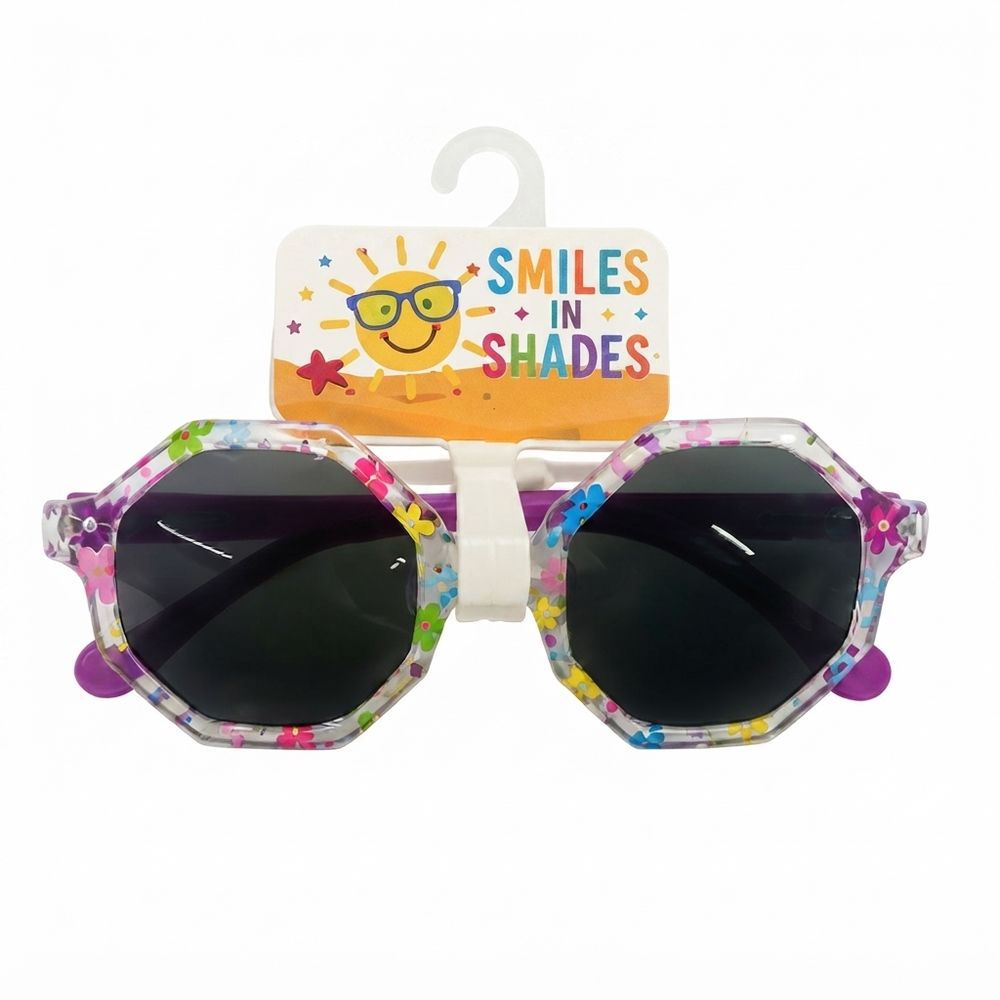 Smiles In Shades - Kids Hexagon Sunglasses - Purple