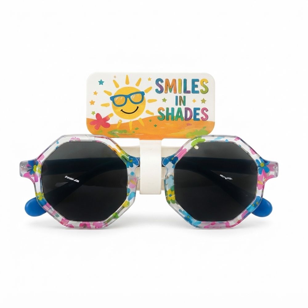 Smiles In Shades - Kids Hexagon Sunglasses - Blue
