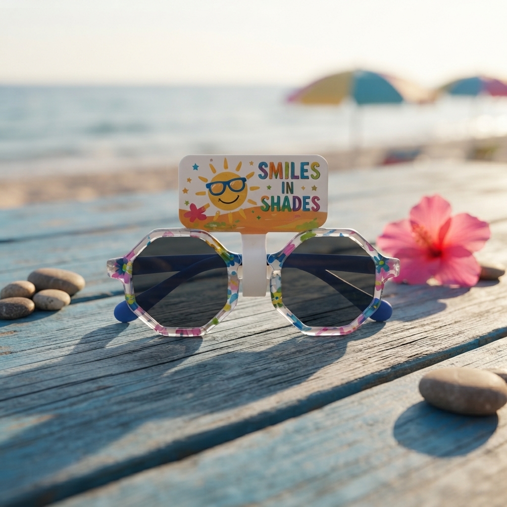Smiles In Shades - Kids Hexagon Sunglasses - Blue