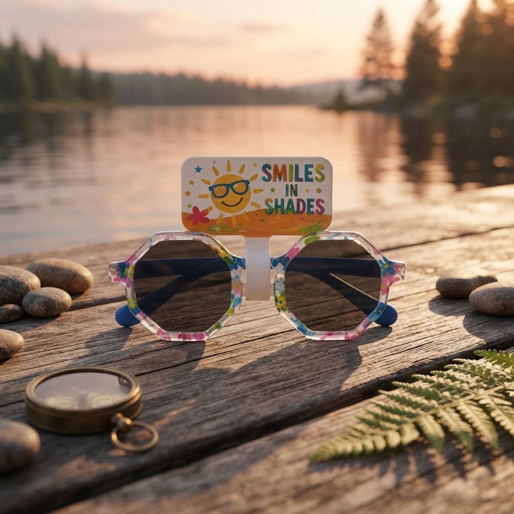 Smiles In Shades - Kids Hexagon Sunglasses - Blue