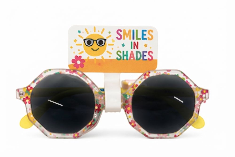 Smiles In Shades - Kids Hexagon Sunglasses - Yellow