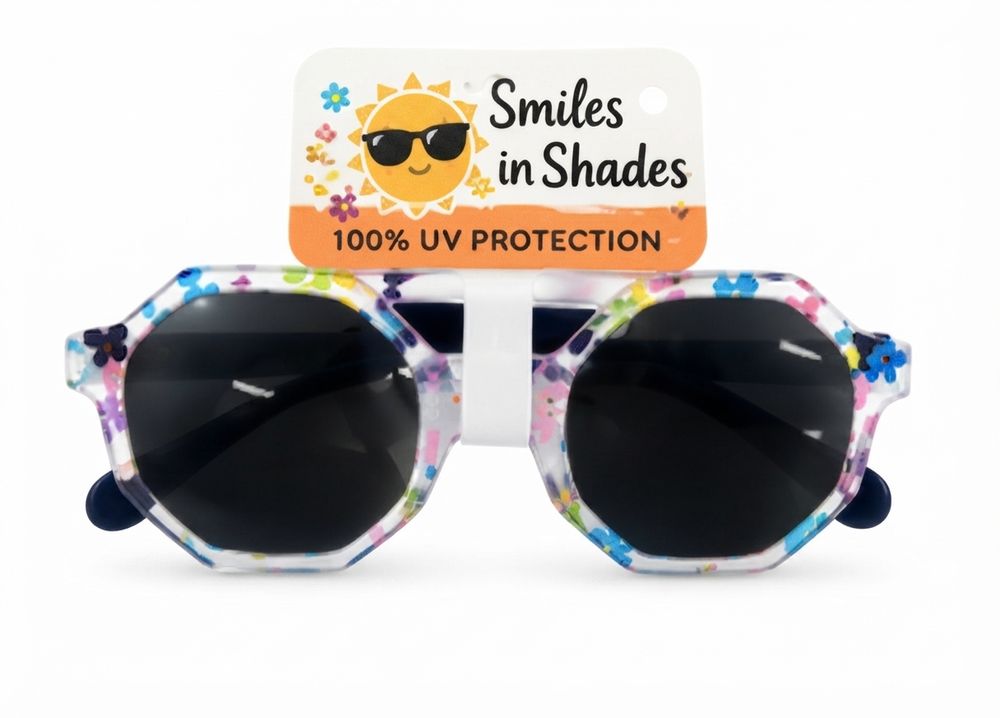 Smiles In Shades - Kids Hexagon Sunglasses - Black