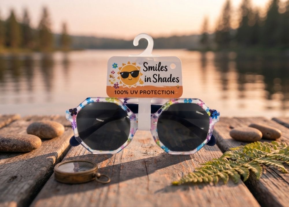 Smiles In Shades - Kids Hexagon Sunglasses - Black