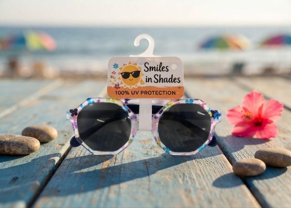 Smiles In Shades - Kids Hexagon Sunglasses - Black