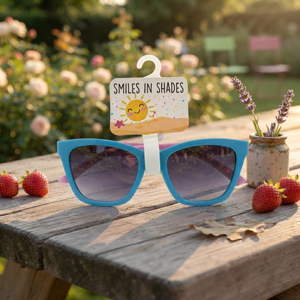 Smiles In Shades - Girl's Classic Cat-Eye Sunglasses - Blue