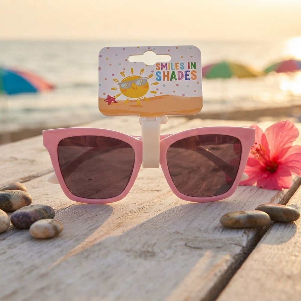 Smiles In Shades - Girl's Classic Cat-Eye Sunglasses - Light Pink