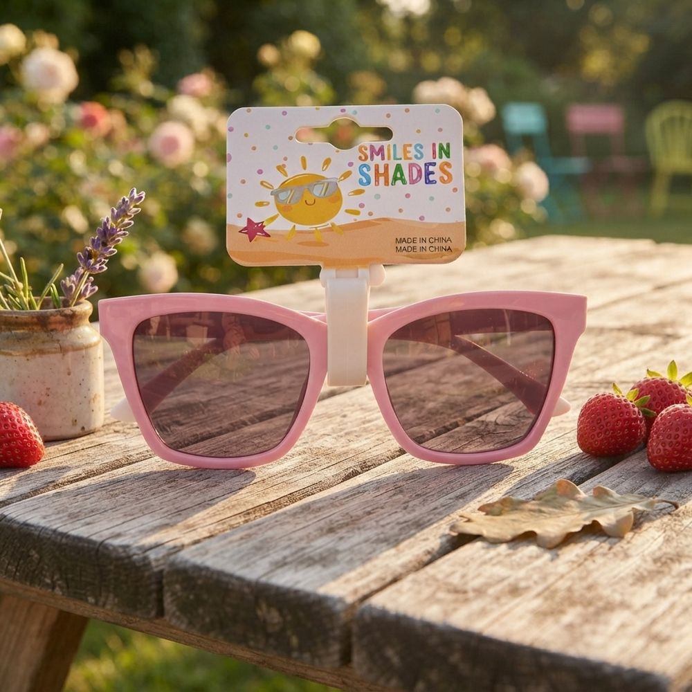 Smiles In Shades - Girl's Classic Cat-Eye Sunglasses - Light Pink