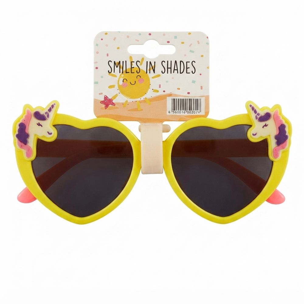 Smiles In Shades - Girl's Heart-Shaped Sunglasses - Yellow