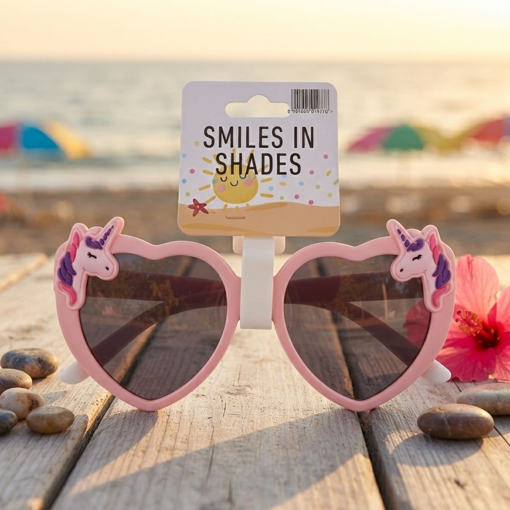 Smiles In Shades - Girl's Heart-Shaped Sunglasses - Pink