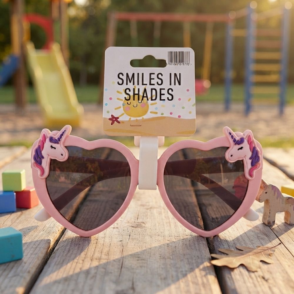 Smiles In Shades - Girl's Heart-Shaped Sunglasses - Pink