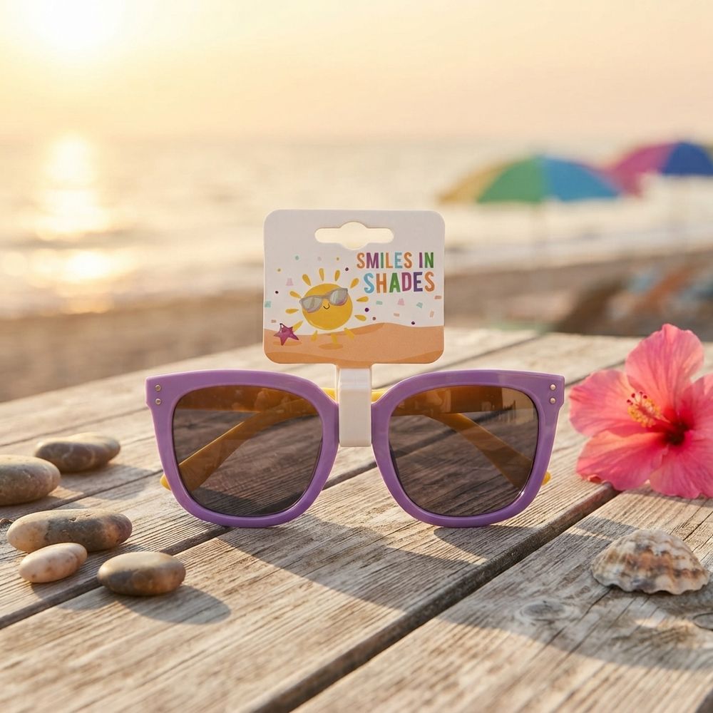 Smiles In Shades - Kids Square Sunglasses - Purple