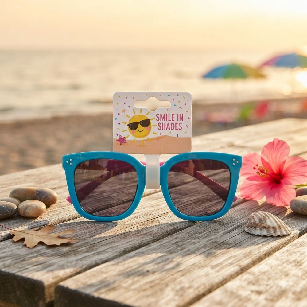 Smiles In Shades - Kids Square Sunglasses - Blue