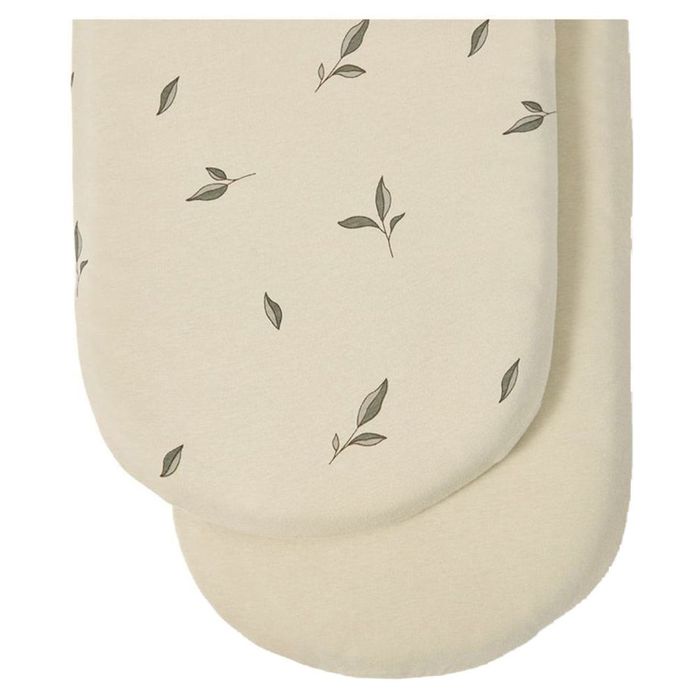 The Little Green Sheep - Cotton Sheets For Moses/Pram - Leaves - Pack of 2