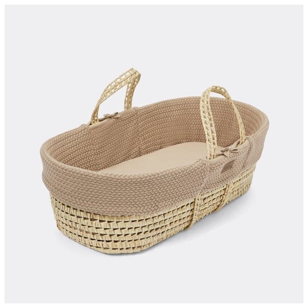 The Little Green Sheep - Natural Wheat Knit Moses Basket, Mattress & Rocking Stand