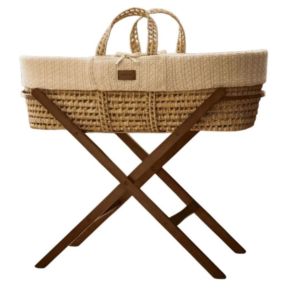 The Little Green Sheep - Moses Basket & Static Stand Set - Wheat Linen