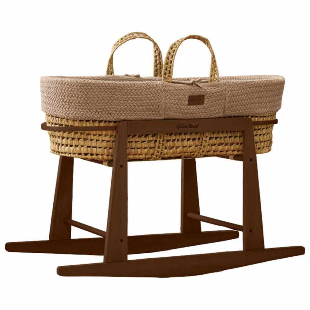The Little Green Sheep - Moses Basket & Rocking Stand Set - Wheat Truffle