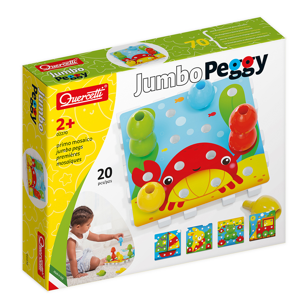 Quercetti - 2-In-1 Jumbo Peggy Insert Mosaic Set - 20 Pcs