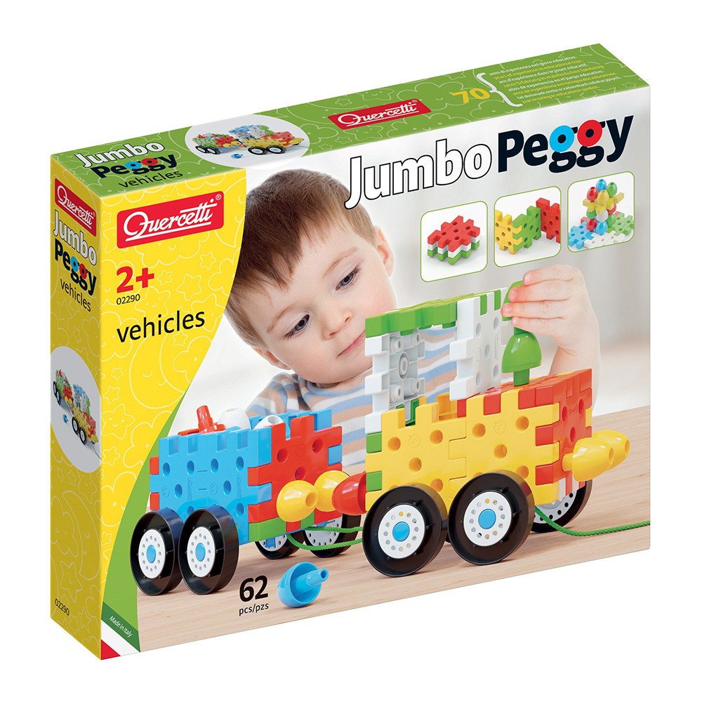 Quercetti - Jumbo Peggy Vehicles Set - 62 Pcs