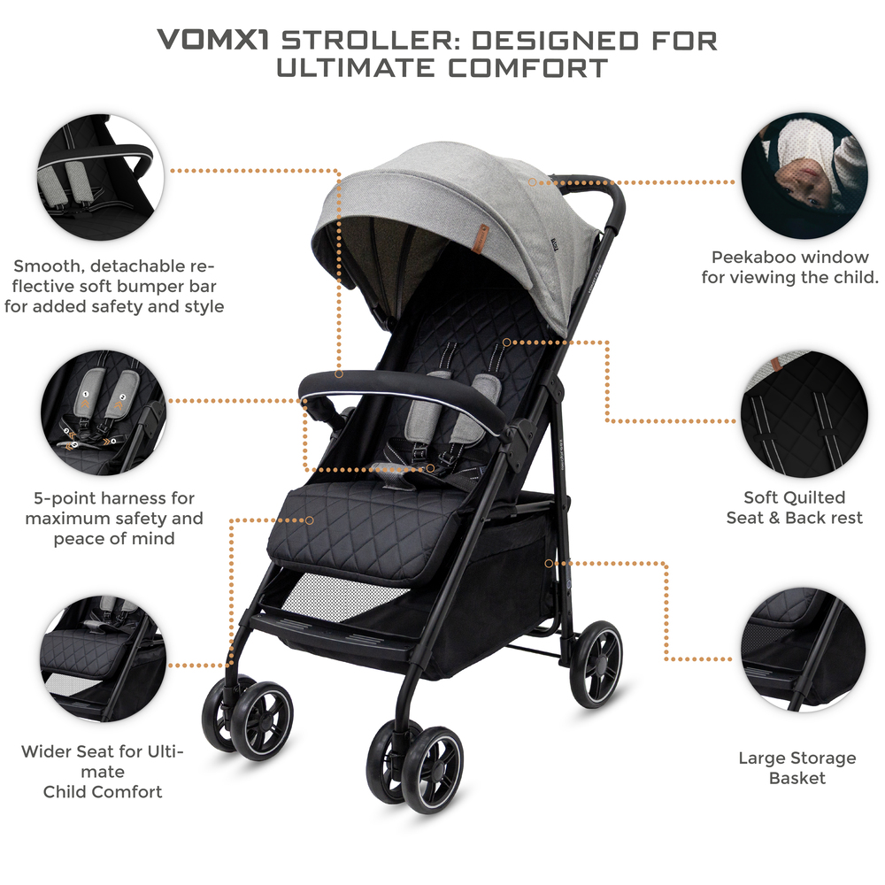 Neobreez - VOMX1 Baby Stroller - Medium Grey