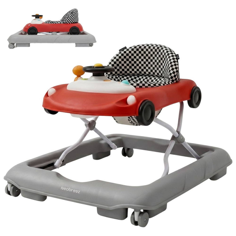 Neobreez - Navix 3-in-1 Baby Walker With Music & Lights - Red/Grey