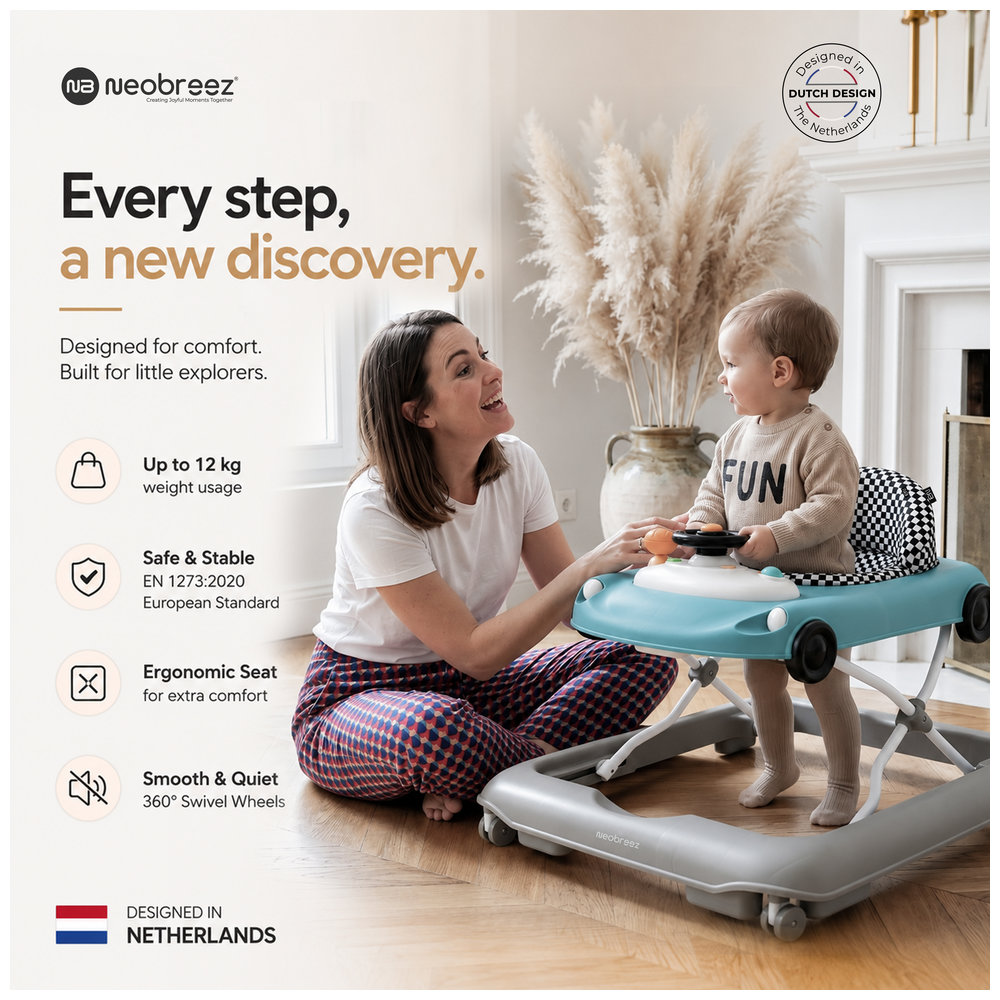 Neobreez - 3-in-1 Navix Premium Activity Baby Walker - Blue/Grey