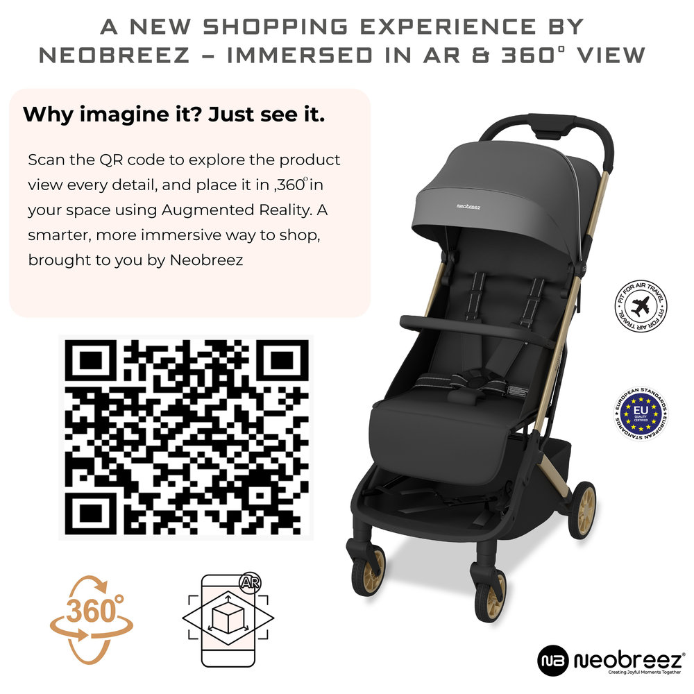 Neobreez - Neolite Lightweight Compact Cabin Stroller - Black/Grey