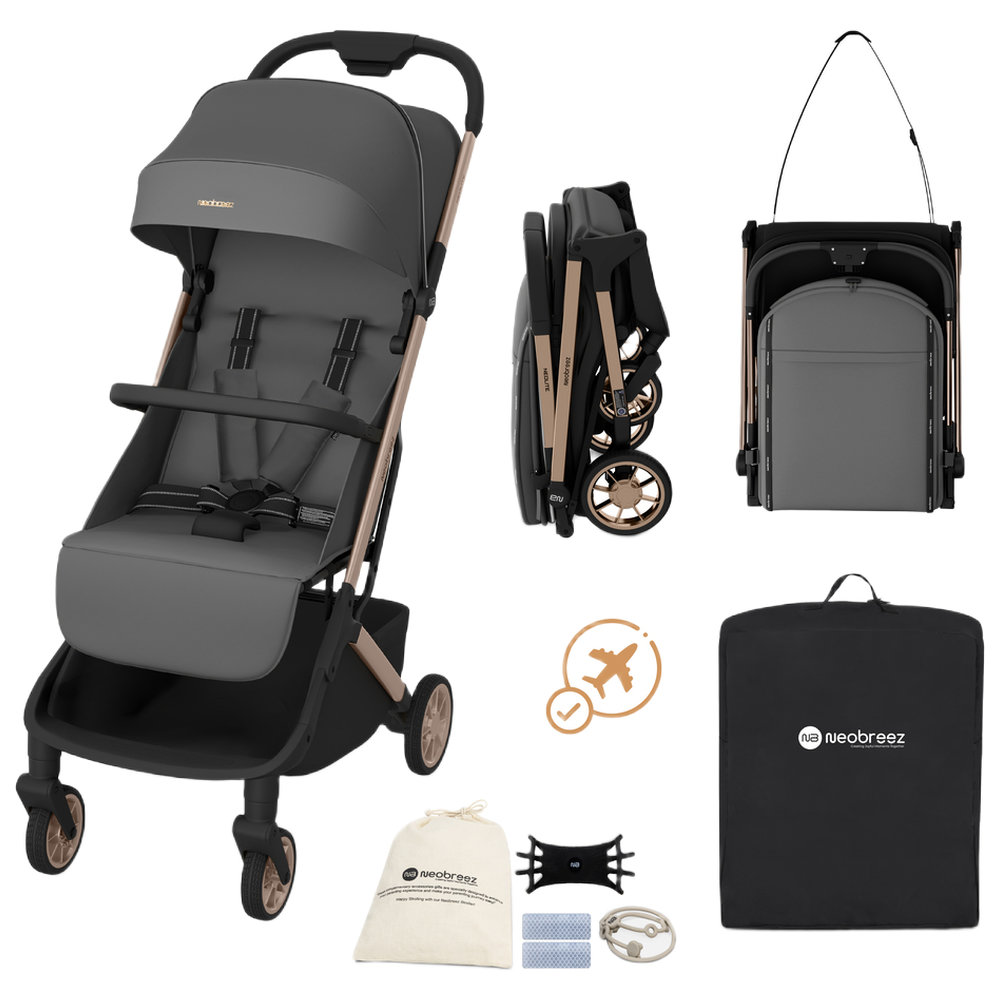 Neobreez - Neolite Compact Cabin Travel Stroller - Grey/Gold