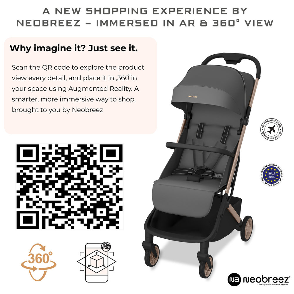 Neobreez - Neolite Compact Cabin Travel Stroller - Grey/Gold