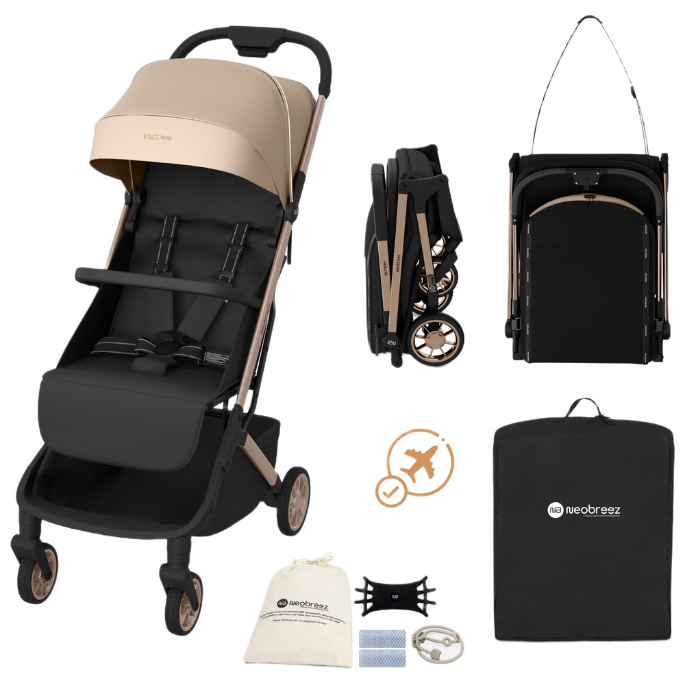 Neobreez - Neolite Compact Cabin Stroller - Beige/Black