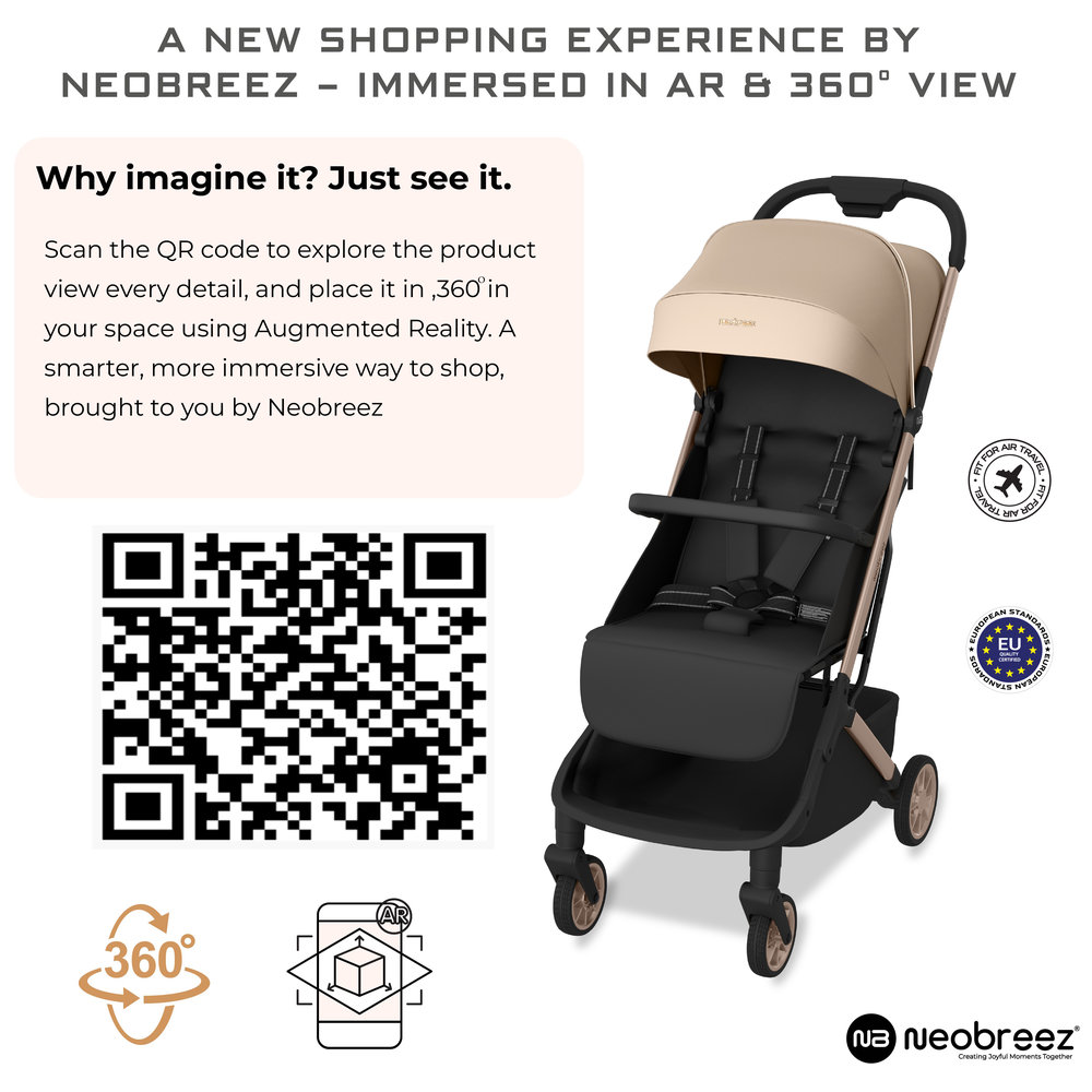 Neobreez - Neolite Compact Cabin Stroller - Beige/Black